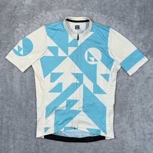 Rapha Lightweight Race Jersey Mens Medium Cream Blue Full Zip Short Sleeve